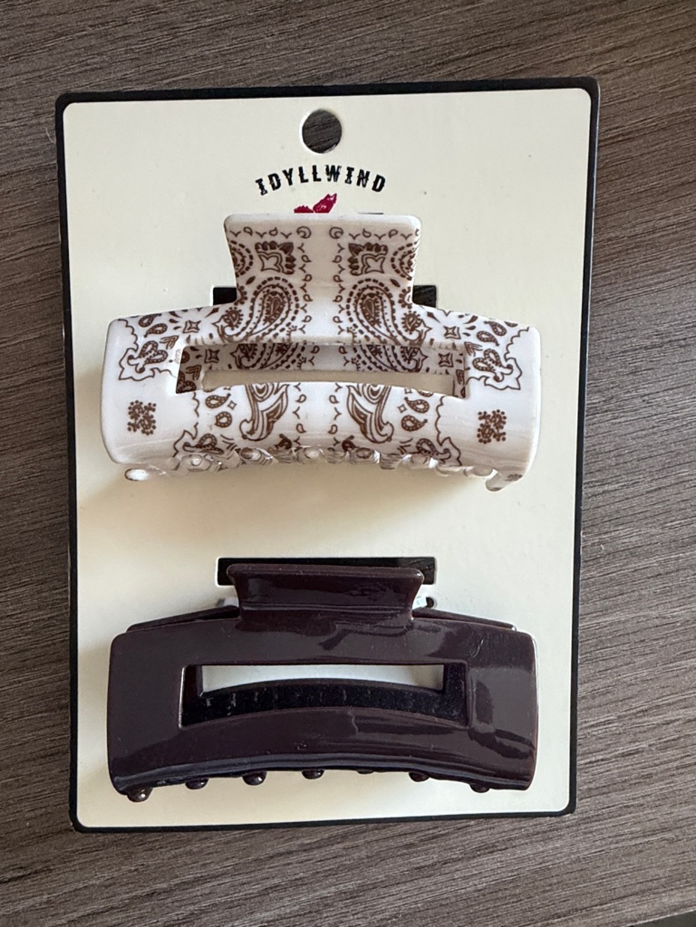 Idyllwind White Paisley & Dark Brown Hair Claw Clips